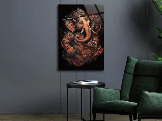 Ganesh Ji Acrylic Glass Wall Art | Ganesh Wall Art | Panoramic Wall Decor | Abstract Wall Decor | Housewarming Gifts | Home Decor |