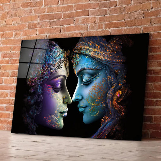 Radha Krishna Glass Wall Art, Tempered Glass Hindu Wall Decor, Wall Hangings, Engagement Gifts, Living Room Art, Wedding Gifts, Glass Print 4